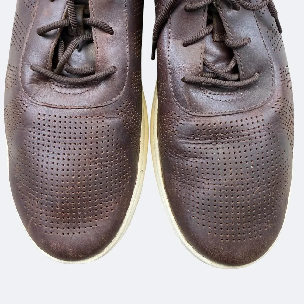 Johnston & Murphy Shoes Mens Size 12 Brown Leather Sneaker Memory Foam Casual